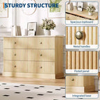 Commode à 6 tiroirs cannelés pour chambre à coucher, commode horizontale en bois avec poignées en métal, organiseur de rangement moderne pour chambre à coucher, salon