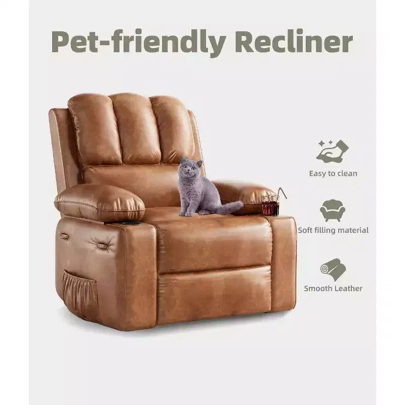 Fauteuil inclinable manuel, canapé inclinable en cuir PU, fauteuil moderne et confortable pour chambre ou salon, fauteuil inclinable en cuir pour adultes
