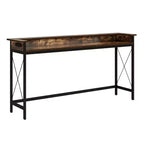 MAYEERTY Table console industrielle de 70,9 pouces, table de canapé d'entrée avec prises et ports USB