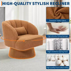 Fauteuil d'appoint pivotant moderne avec dossier rayé et coussin moelleux - Chaise longue ronde rembourrée