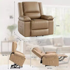 Fauteuil inclinable électrique - Chaleur et massage, fauteuil inclinable électrique robuste en cuir PU pour personnes âgées et à mobilité réduite, dossier et jambes réglables