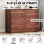 Commode en bois avec 6 tiroirs, commode de rangement longue, meuble de rangement moderne, pour chambre à coucher, salon