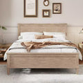 Cadre de lit plateforme pleine/grand lit/très grand lit avec tête de lit et support à lattes en bois, blanc/brun - ModernLuxe