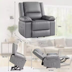 Fauteuil inclinable électrique - Chaleur et massage, fauteuil inclinable électrique robuste en cuir PU pour personnes âgées et à mobilité réduite, dossier et jambes réglables