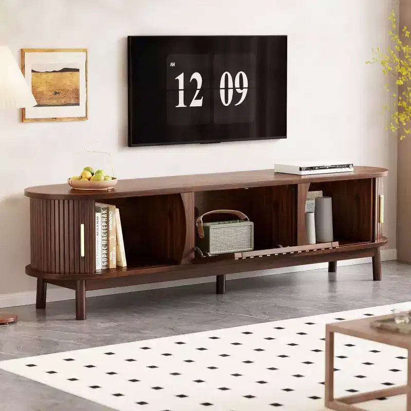 PexFix 66.9 Meuble TV Moderne de Ferme pour TV 75 Pouces, Meuble TV en Bois avec Rangement, Table Console TV pour Salon Chambre, Marron