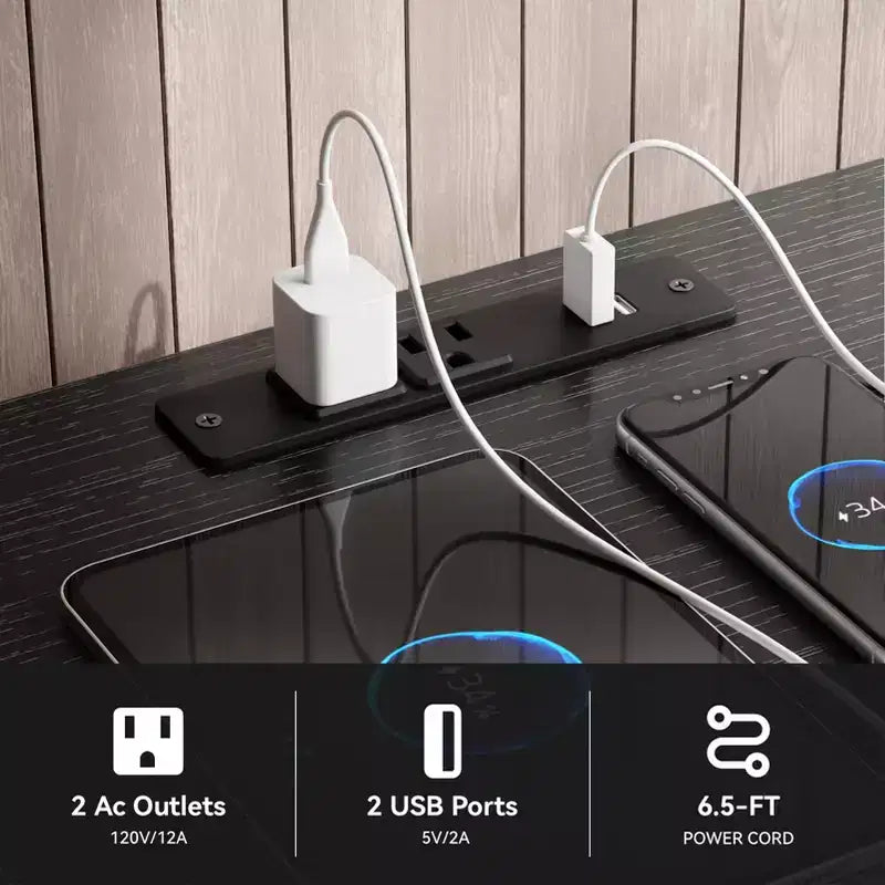 Commode large à 9 tiroirs pour chambre à coucher, coffre de rangement en tissu noir de 160 cm avec lumières LED et prises de courant, adapté pour téléviseur de 190 cm, meuble de rangement pour console média