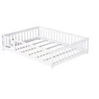 Lit au sol pleine grandeur Luxystar avec clôture et porte pour chambre d'enfant