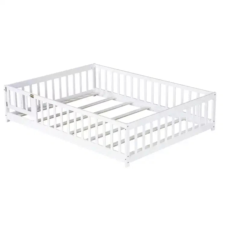 Lit au sol pleine grandeur Luxystar avec clôture et porte pour chambre d'enfant