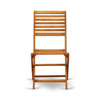 East West Furniture Ensemble Bistro de conversation d'extérieur comprenant une table basse ronde en bois et 2 chaises pliantes, Huile naturelle