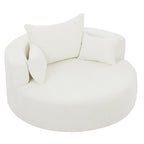 Fauteuil baril accent en chenille, Fauteuil de salon, Fauteuil rond avec base pivotante à 360 degrés et 3 coussins amovibles