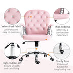 Fauteuil de bureau à hauteur réglable en velours avec accoudoirs rembourrés et roulettes - S.O.