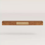 Meuble TV flottant mural Luck Live Mid-Century Modern 200 cm avec portes et tiroirs en rotin