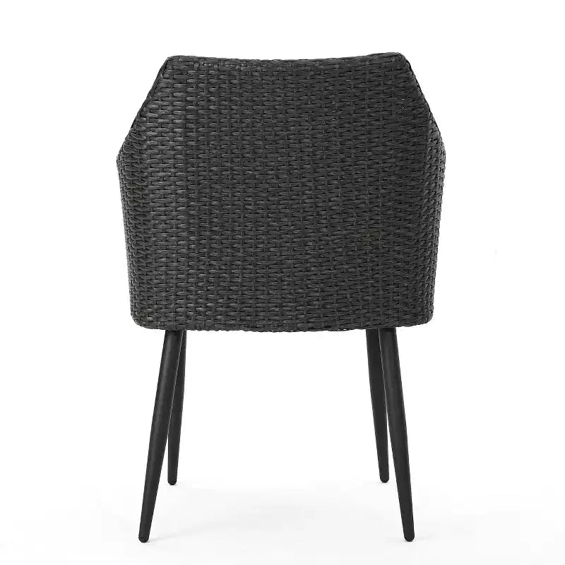 Chaises de salle à manger d'extérieur, ensemble de 2 chaises de salle à manger de patio, fauteuils en rotin PE tout temps, chaises de patio en osier avec cadre en fer robuste pour balcon