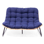 Causeuse double Papasan avec coussin, rotin PE tout temps et cadre en métal pour l'intérieur et l'extérieur