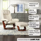 Fauteuil Inclinable BenchMaster Kyle en Faux Cuir Taupe Fauteuil Moderne avec Repose-pieds Ottomane Inclinable Manuellement Ergonomique et Pivotant pour Chambre Salon Lecture