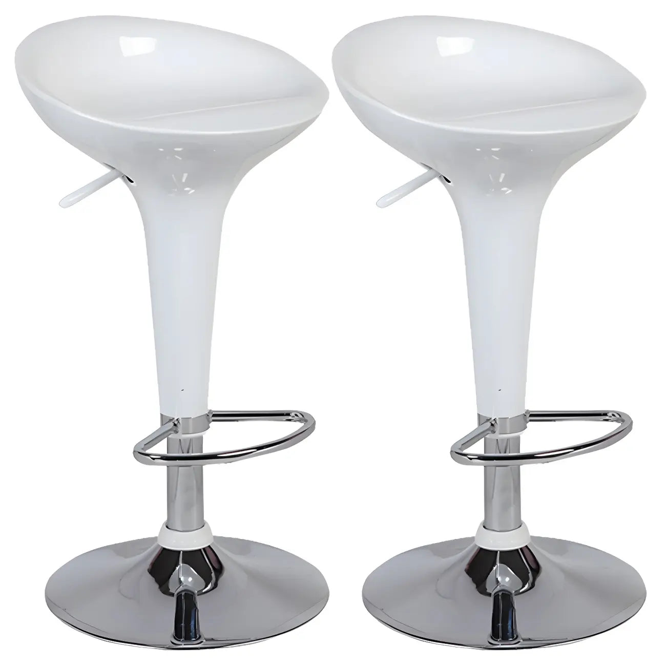 Tabouret de bar pivotant en plastique chromé réglable en hauteur