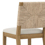 Tabouret de bar Beacon Bohemian Boucle, Chaise de comptoir rembourrée avec structure en bois massif et dossier en jonc de mer tressé