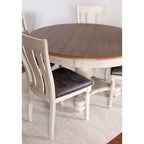 Ensemble de salle à manger Roundhill Furniture Arch en chêne vieilli : table ronde, quatre chaises