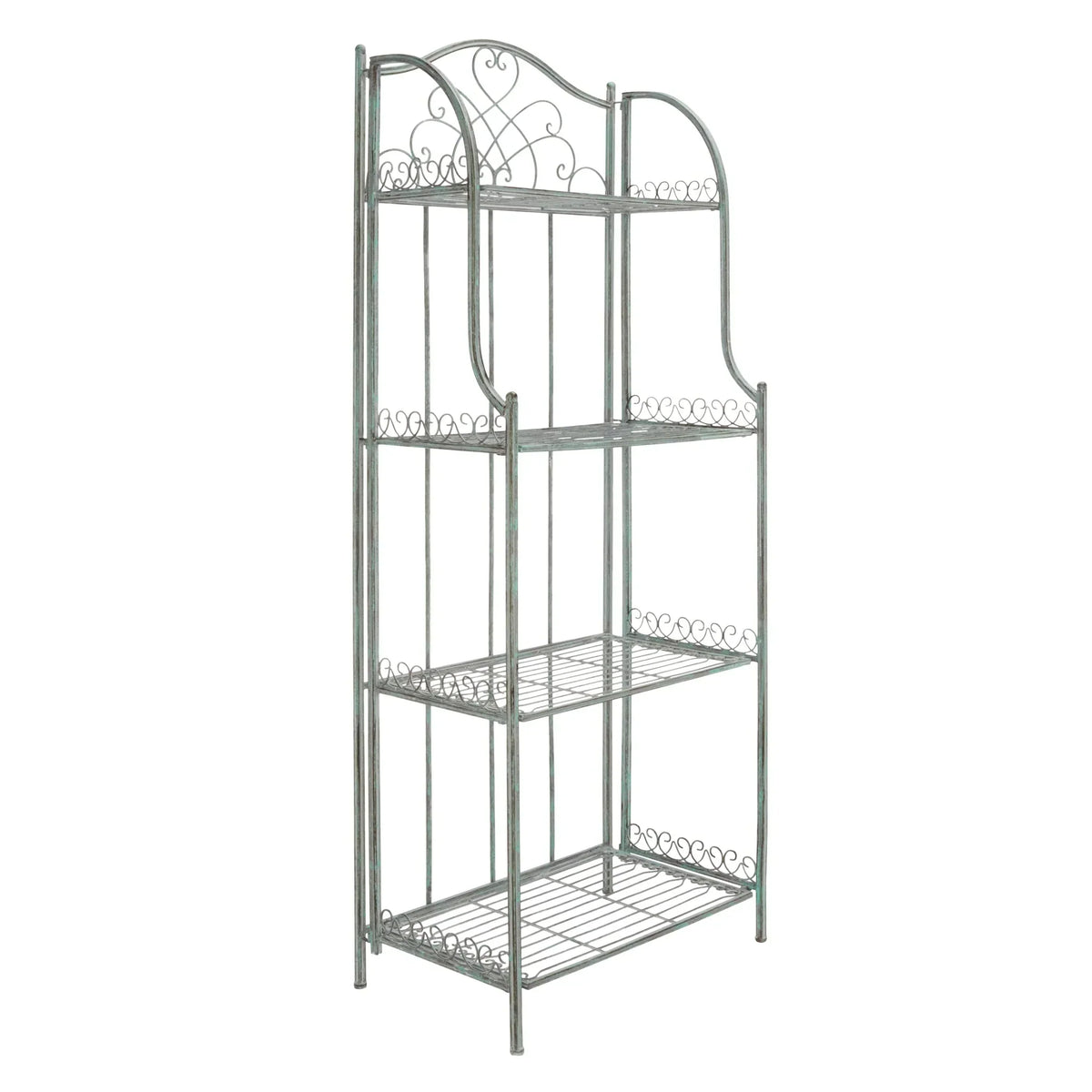 SAFAVIEH Bryn Étagère de boulanger d'extérieur victorienne en fer forgé à 4 niveaux - 63,5 cm l x 38,1 cm P x 160 cm H - 25L x 15P x 63H