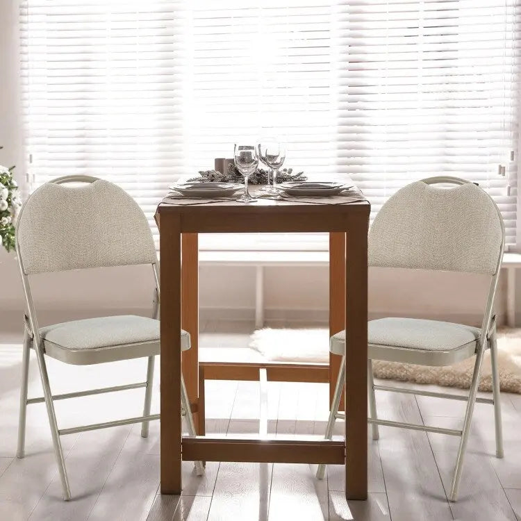 Lot de 6 chaises pliantes portables rembourrées pour bureau, cuisine, salle à manger – Beige – 47 x 51 x 89 cm (L x l x H)