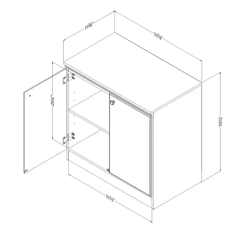 Meuble de rangement de transition HomeStock petit à 2 portes, blanc pur
