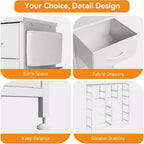 Commode, Tour de rangement à 10 tiroirs - Meuble TV avec bacs en tissu, cadre en acier, plateau en bois pour chambre à coucher, chambre d'enfant