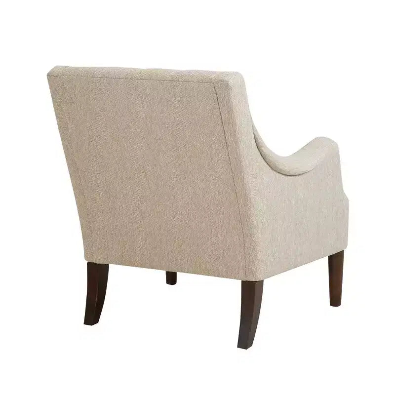 Okak Fauteuil d'appoint contemporain avec boutons capitonnés, coussin rembourré et pieds en bois, pour salon, chambre ou coin lecture
