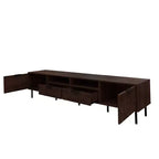 Meuble TV 78 po pour téléviseurs jusqu'à 85 po, Console TV marron Meuble TV Meuble de divertissement avec porte et tiroirs à fermeture douce en diamant - ModernLuxe