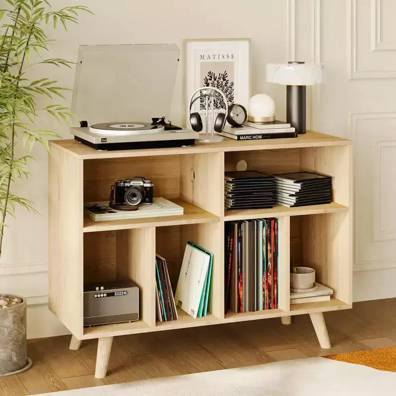 Meuble support pour tourne-disque COZONY avec rangement vinyles, étagère décorative de 39,5 po pour platine vinyle, pouvant contenir jusqu'à 350 albums, pour salon