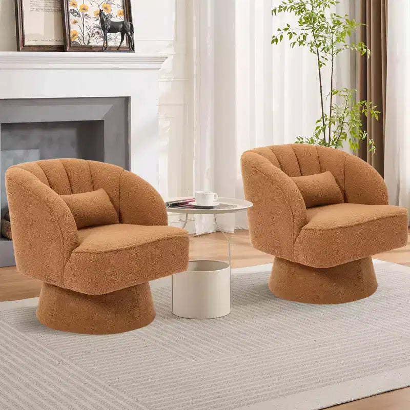 Fauteuil pivotant en velours à 360°, Fauteuil rond moelleux avec assise large et rembourrée, Doux et rembourré pour salon, chambre ou bureau