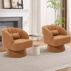 Fauteuil pivotant en velours à 360°, Fauteuil rond moelleux avec assise large et rembourrée, Doux et rembourré pour salon, chambre ou bureau
