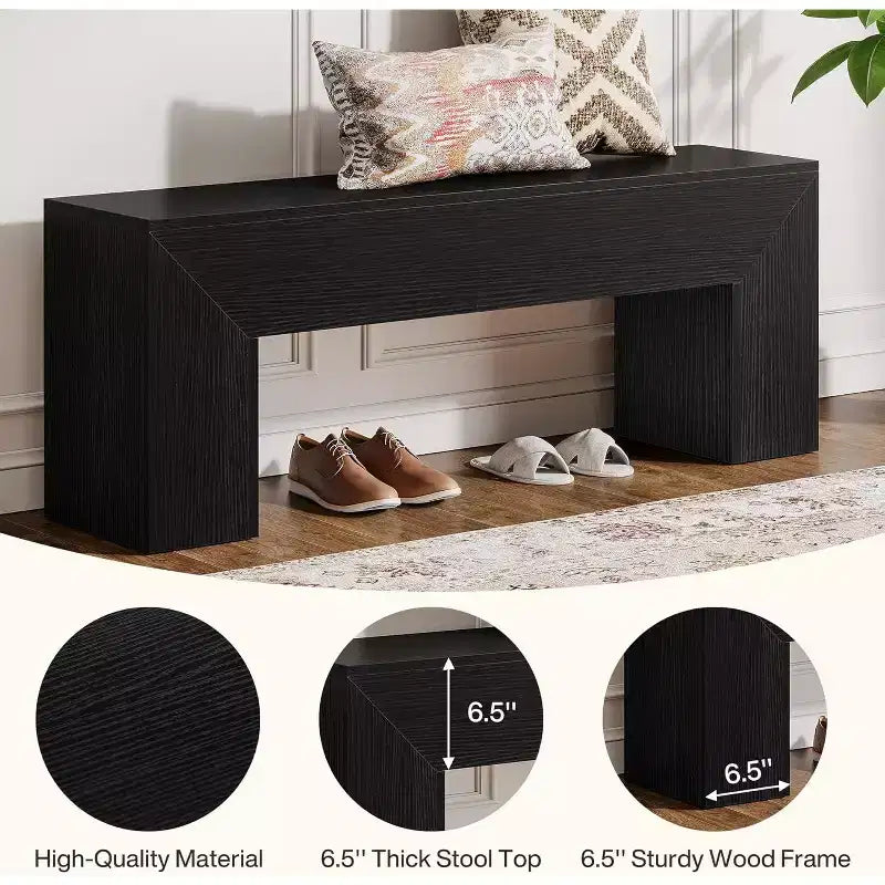 Banc d'entrée en bois Lantine47'', banc d'entrée de style ferme avec rangement pour salon, chambre à coucher, couloir, assemblage facile, brun chêne