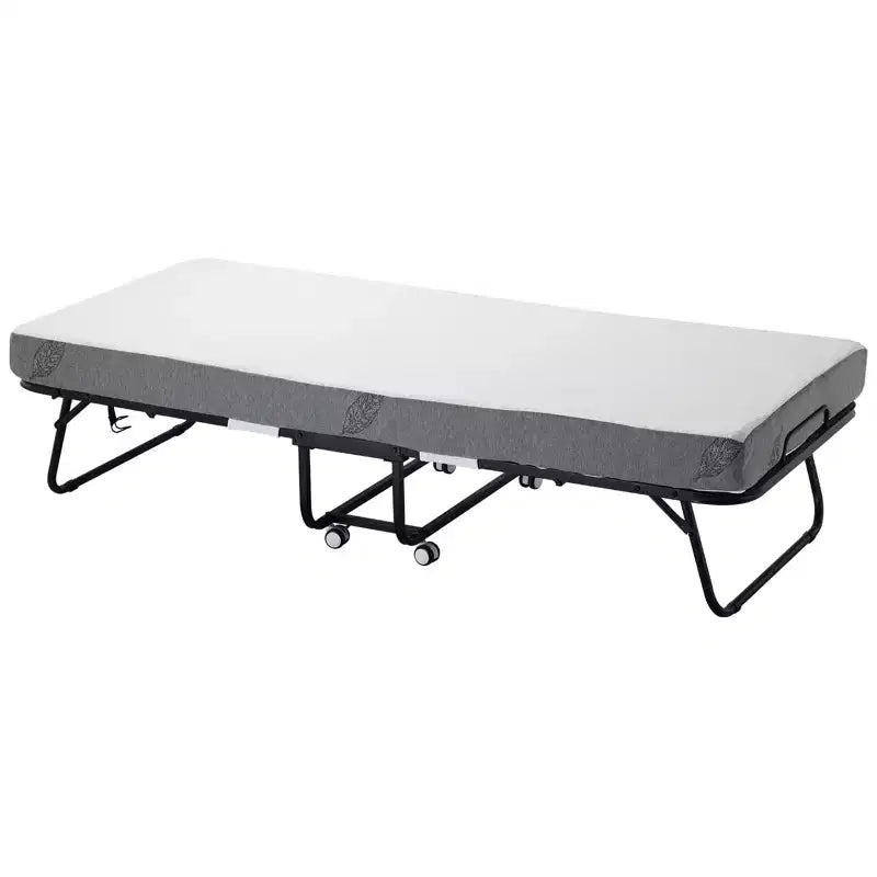 Lit pliant Zeus & Ruta 31x75 (taille double) avec 5 matelas, lit d'appoint portable pour adultes, gris