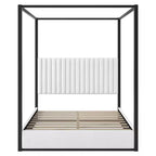 Lit plateforme à baldaquin moderne grand format Luxystar avec tête de lit rembourrée, noir