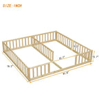 Lit double Bellemave avec barrières de sécurité, en pin et bois composite, naturel et gris, sûr, robuste, peu encombrant, assemblage facile pour enfants