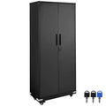 Meuble de rangement métallique VEVOR avec roulettes, Armoire verrouillable de 190,5 cm avec 4 étagères réglables et 2 portes magnétiques, Capacité de 90,7 kg par étagère, Noir