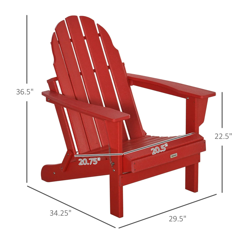 Chaise Outsunny Adirondack Pliante, Chaises de Plage Longues en Plastique HDPE Tout Temps pour Patio, Terrasse et Mobilier de Jardin