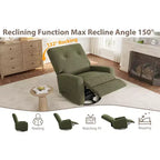 Fauteuil inclinable moderne 3 en 1 pivotant et à bascule, fauteuil à bascule à 360° avec dossier et repose-pieds réglables, fauteuil rembourré pour chambre de bébé, salon, chambre à coucher
