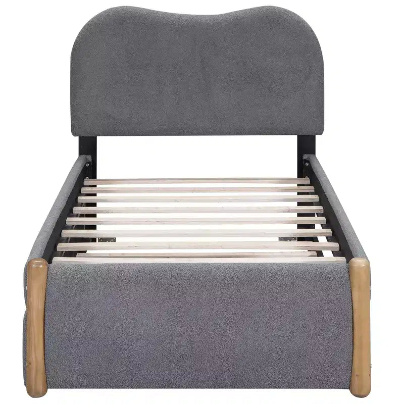 Cadre de lit plateforme rembourré pleine/double avec lit gigogne double – HABITRIO