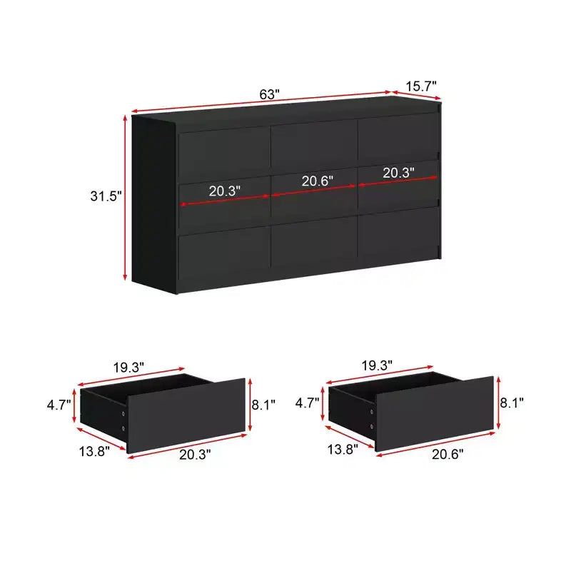 Famapy Commode Horizontale Minimaliste Moderne à 9 Tiroirs – Organiseur Spacieux pour Chambre/Salon