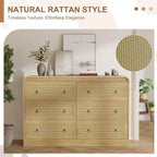 Commode à 6 tiroirs en rotin Acekool, commode moderne pour chambre à coucher, salon et couloir