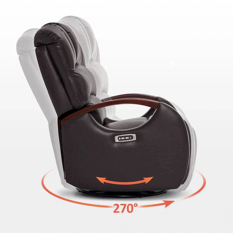 Fauteuil inclinable, pivotant et berçant électrique en similicuir avec appuie-tête réglable pour chambre de bébé, PR616