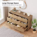 Commode en bois à 6 tiroirs au design vintage, commode moderne à tiroirs profonds pour chambre, salon, entrée