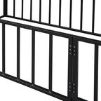 Okak Lit en métal pour enfant jumeau/double/grand, cadre de lit avec clôture surélevée et porte verrouillable, lit pour enfant pour chambre d'enfant et salle de jeux