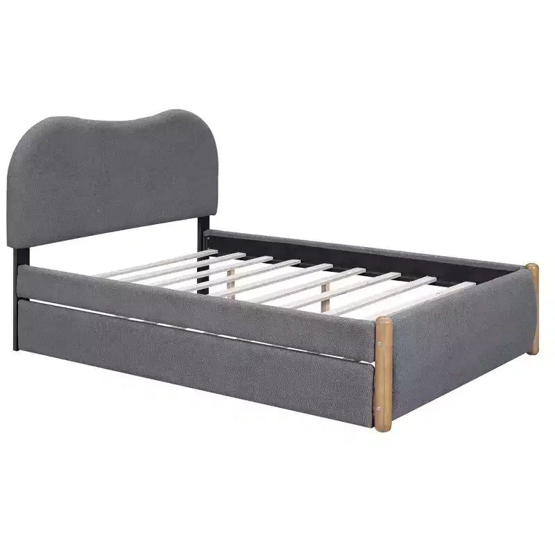 Cadre de lit plateforme rembourré pleine/double avec lit gigogne double – HABITRIO