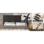 Cadre de lit en bois, taille double/grand lit/très grand lit, silencieux, pas besoin de sommier tapissier, outils de montage faciles, grand rangement sous le lit, noir foncé