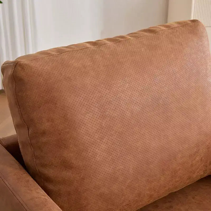 Fauteuil pivotant Etokfoks 30,7 pouces de large en PU marron, avec accoudoirs carrés, fauteuil de salon 360 degrés pour chambre à coucher