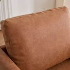Fauteuil pivotant Etokfoks 30,7 pouces de large en PU marron, avec accoudoirs carrés, fauteuil de salon 360 degrés pour chambre à coucher