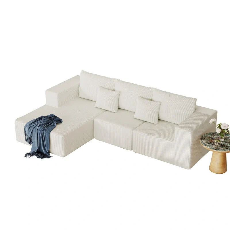 Canapé modulaire d'angle en velours côtelé 108.3 avec méridienne