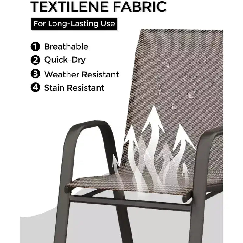 Lot de 4 chaises de terrasse GustoWave, chaises de salle à manger empilables d'extérieur toutes saisons, meubles de jardin respirants pour le jardin